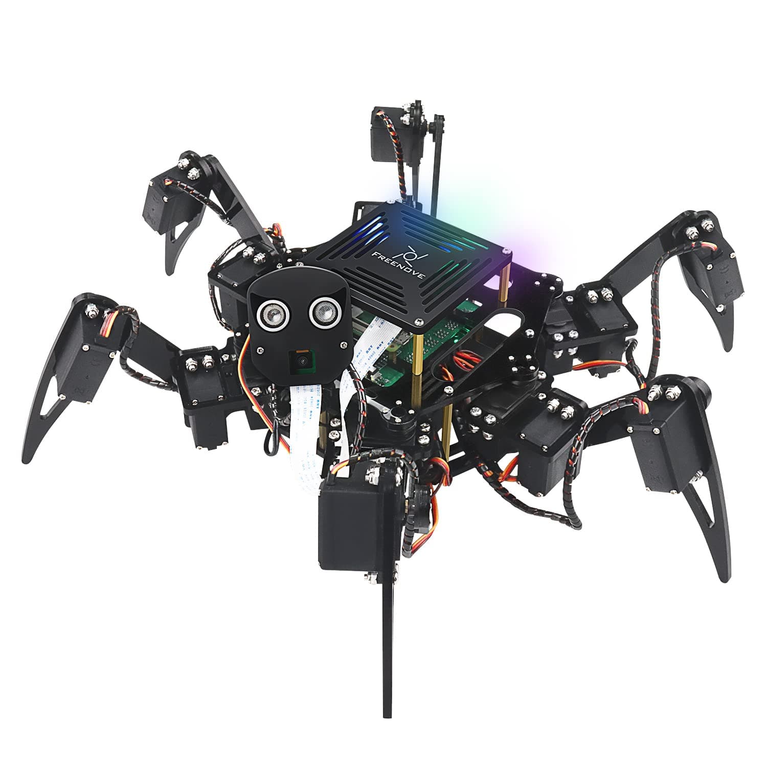 Big Hexapod Robot Kit for Raspberry Pi 5 4 B 3 B+ Zero 2 W, Walking, Self Balancing, Face Recognition, Ultrasonic Ranging, App Control, Camera, Servo (Raspberry Pi NOT Included)