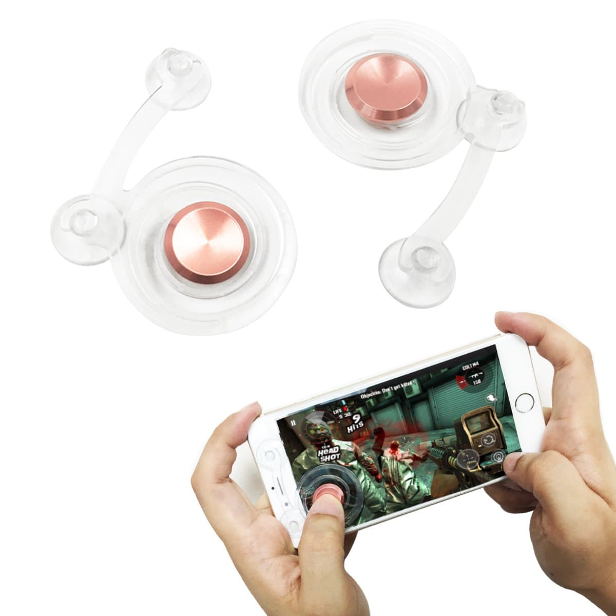 Joystick Game controller for iPad iPhone Mobile Phone Joystick Touch Screen Joypad Tablet with Cloth Bag, Cleaning Wipe (Pink 2 left)