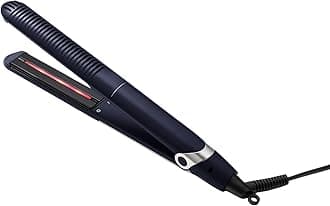 Spa Styler Straight + Wave Flat Iron Hair Straightener and Curler 2 in 1 - Advanced Japanese Technology, Dual Voltage, Titanium Tourmaline Plates with Red Light Therapy, 5 Heat Settings (Navy)