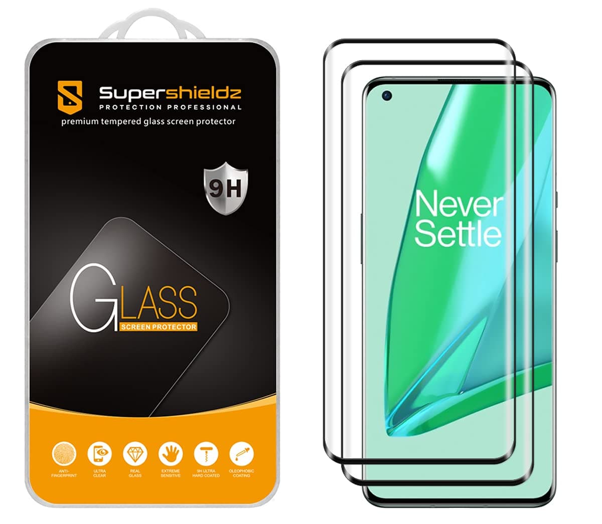 (2 Pack) Designed for OnePlus 9 Pro/OnePlus 9 Pro 5G Tempered Glass Screen Protector, Anti Scratch, Bubble Free (Black)