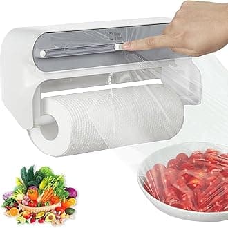 House of Quirk Magnetic Plastic Wrap Dispenser with Cutter, 2 in 1 Kitchen Organizers and Storage, Aluminum Foil and Plastic Wrap Organizer (Grey)