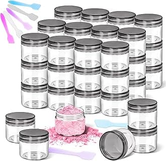 MotBach 40 Pack 20g Plastic Jars with Lids, 20ml Round Clear Cosmetic Containers Makeup Jars, 0.7oz Travel Size Container Jar with Spatulas for Makeup Sample Lotion Cream Ointment Salve Balm Powder