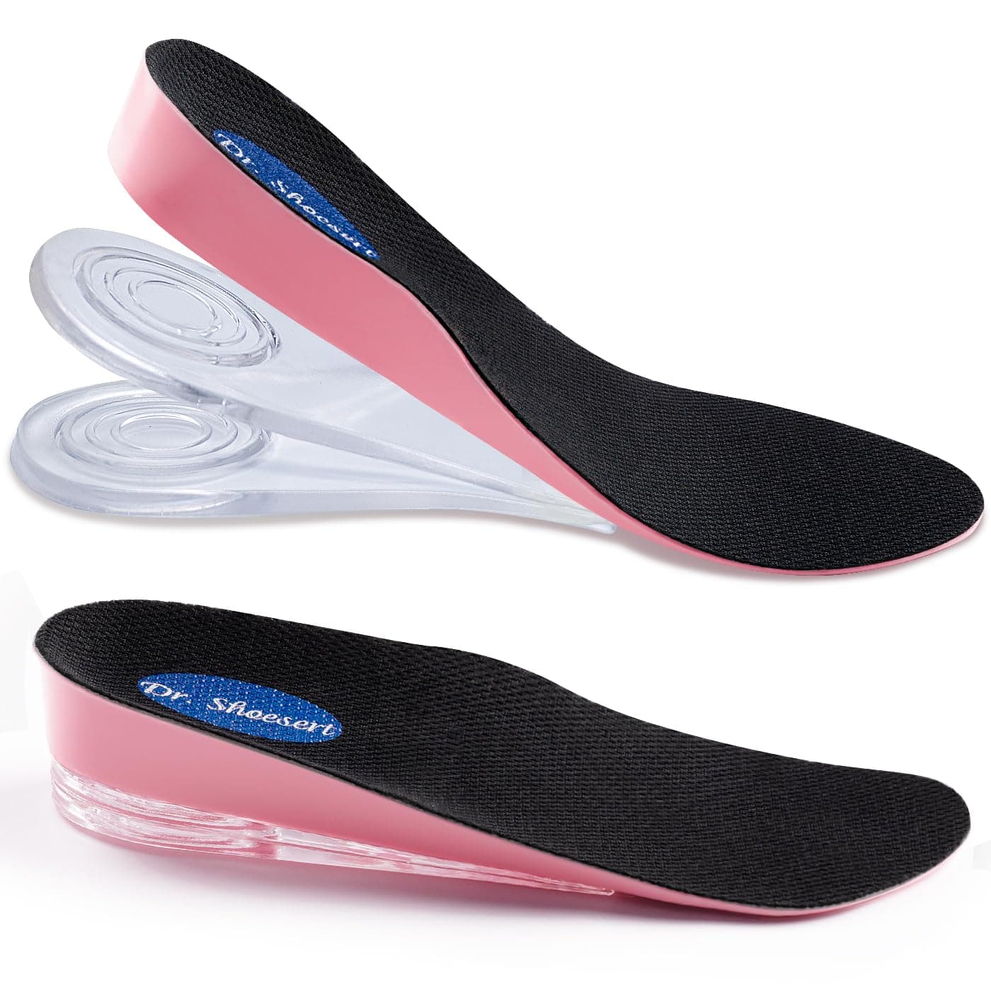 3-Layer Adjustable Height Increase Insoles, 3/4 Length Shock Absorption Cushion Heel Lift Inserts