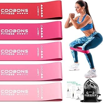 Resistance Bands for Working Out, Women & Men Exercise Bands Set, with Carry Bag, Instruction Guide, for Whole-Body Fitness, Booty, Leg, Arm, Stretching, Physical Therapy, Strength Training - Set of 5