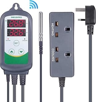 Digital WiFi Thermostat Heating and Cooling Control Temperature Controller Wireless Thermostat with Temperature Graph for Homebrewing Greenhouse Hydroponics Heat Mat Reptile Incubation