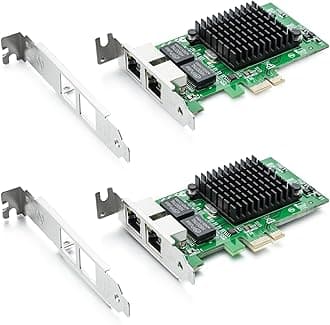 H!Fiber 2 Pack Gigabit Dual NIC with Intel 82576 Chip, 1Gb Network Card Compare to Intel E1G42ET NIC, 2 RJ45 Ports, PCI Express 2.1 X1, Ethernet Card with Low Profile for Windows/Windows Server/Linux
