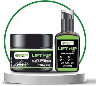 Nature's Mania Lift-Up Oil (50 ml) & Shilajit Resin (20 g) Combo Pack | Natural Energy, Stamina & Vitality Boost for Men, Herbal Supplement for Performance & Overall Wellness