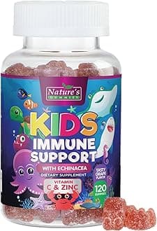 Kids Immune Support Supplement Gummies - Daily Childrens Vitamins C, Zinc & Echinacea - Gummy for Kids Immune Support, Ages 4 and Up, Natural Berry Flavor, Non-GMO, Gluten-Free & Vegan - 120 Gummies