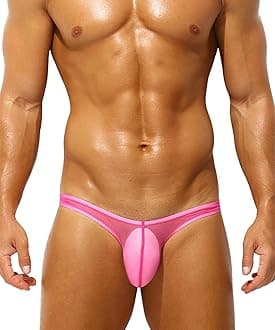 Men's Sexy Low Rise Briefs See-through Ice Silk Bikini Soft Sheer Bulge Pouch Underwear