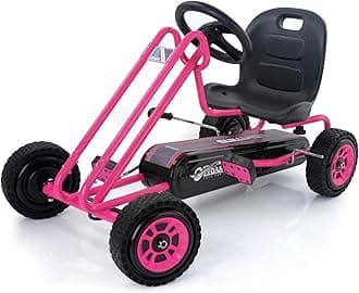 hauck Kids Pedal Go Kart, 4 Wheel Bike Cart, Ride for Ages 4-8, Pink - Outdoor Bicycle Karts with Plastic Wheels for Boys and Girls