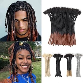 10Inch 40 Strands Loc Extensions Human Hair, 0.6cm Pencle Size Dreadlock Extensions Human Hair for Women Men Full Handmade Permanent Dreads Locs(1B/30)