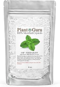Menthol Crystals 4 oz. Mentha Arvensis 100% Pure Natural USP Food Grade - Great for Cosmetics, Salves, Balms, Creams and Soap Making.
