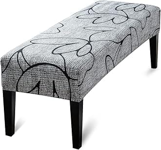 Liykimt Stretch Dining Bench Cover,Bench Slipcover Anti-Dust Removable Washable Upholstered Rectangle Bench Seat Protector Cover for Ding Room,Living Room,Bedroom,Kitchen(Gray Black)