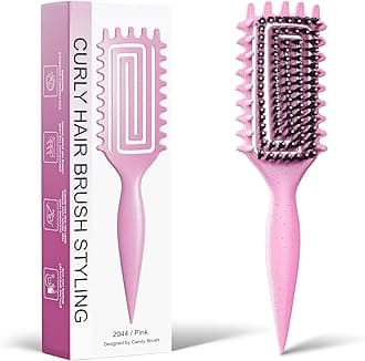Curly Hair Brush, Curl Defining Brush with Soft Boar Bristles Detangling Tangled Glides, Wide-Teeth Design Effortlessly Shaping & Defining Curls, Curling Definer for Wet & Dry Hair (Pink)