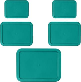 Rectangular Replacement Lids for Pyrex Glass Food Storage Containers (2) 3-Cup (2) 6-Cup (1) 11-Cup (Turquoise)