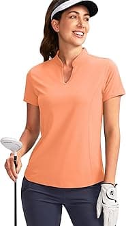 Obla Women's Golf Polo Shirt V-Neck Short Sleeve Collarless Quick Dry Tennis Running T Shirt Golf Tops for Women