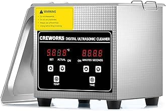 – CREWORKS 1.3L Digital Ultrasonic Cleaner with Heater and Timer, 60W Stainless Steel Ultrasonic Cleaning Machine, Professional Ultrasonic Parts Cleaner for Retainer Glasses Jewelry Lab Tool