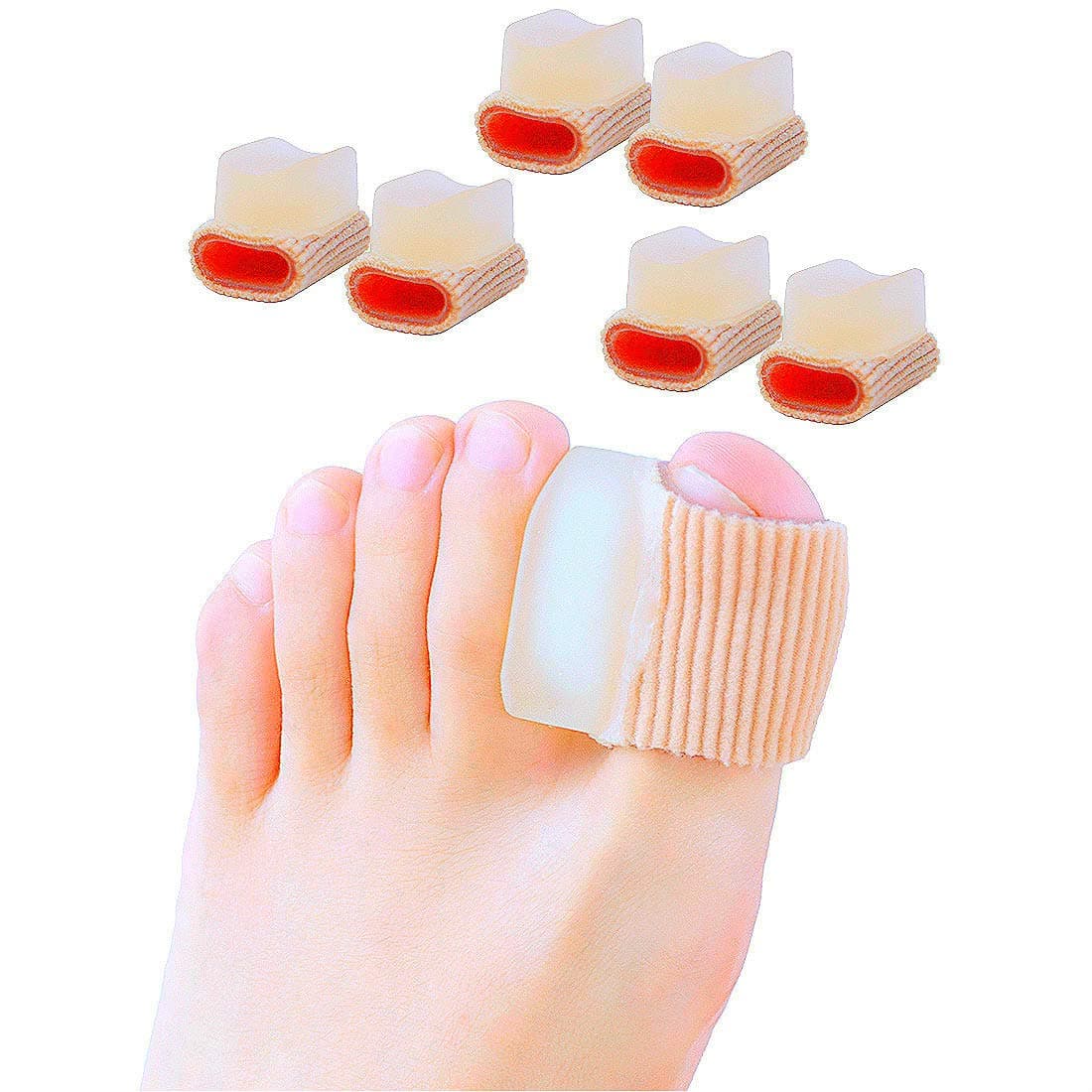 6 Pack Gel Toe Spacer Separators(0.6'' Thick), Bunion Corrector for Overlapping Toe (1st/2nd Toe), Silicone Toe Spacers with Soft Gel Lining for Hallux & Bunion Pain Relief