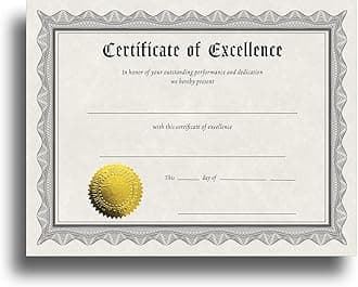 Certificate of Excellence Certificate Paper with Embossed Gold Foil Seals - 30 Pack - Parchment Award Certificates for Students, Teachers, Employees - 8.5" x 11" Inkjet/Laser Printable
