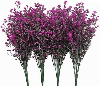 CATTREE Artificial Shrubs Bushes, Plastic Fake Green Plants for Wedding Indoor Decor Home Garden Verandah Kitchen Office Table Centerpieces Arrangements Christmas Decoration Fuchsia 4 pcs
