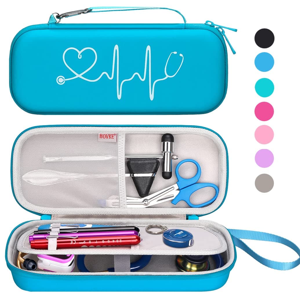 BOVKE Stethoscope Case for 3M Littmann Classic III Monitoring/Lightweight II S.E/Cardiology IV Diagnostic/MDF Acoustica Stethoscopes, Mesh Pocket for Doctor & Nurse Accessories, Turquoise