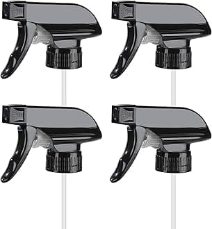 HOMBYS 4 Pack Black Trigger Sprayers Replacement Spray Nozzles with Mist Stream Sprayer for 8oz/16oz Glass Spray Bottles for Home, Kitchen, Garden and Office,Cleaning Solutions-Quality Sprayer