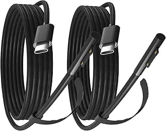 PD100W Surface to USB C Charging Cable Compatible with Surface Pro Laptop Microsoft Surface Pro 11/10/9/8/7+/7/6/5/4/3/X Windows Surface Go 6/5/4/3/2 Tablet Surface Book Support 65W/45W,2-Pack 6FT