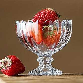 MARTVIA 300ML Ice Cream Glasses Cups Dishes for Desserts, Milkshake,Fruit and Pudding Glass Serving Bowls, Perfect for Home, Restaurants and Parties Dishwasher Safe (American Cups, Set of 4)