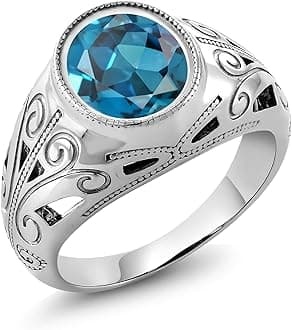 3-6 Cttw Oval Gemstone Birthstone Ring for Men | 925 Sterling Silver | Oval 12X10MM | Available in Size 7, 8, 9, 10, 11, 12, 13