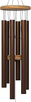 Wind Chimes – 28” Brown Modern Wind Chimes for Deep, Soothing Tones – Outdoor Garden Décor, Hand-Tuned Metal Chimes for Relaxation – Weatherproof Gift for Patio, Yard & Zen Spaces