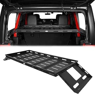 Hooke Road Rear Trunk Cargo Rack Tray Basket Shelf for 2007-2026 Jeep Wrangler JK/JL Unlimited 4-Door Hardtop, Steel Tailgate Storage Luggage Carrier for Overlanding Camping & Daily Use