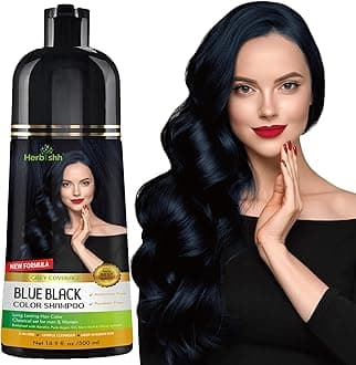Herbishh Hair Color Shampoo For Gray Hair – Magic Hair Dye Shampoo – Colors Hair In Minutes–Long Lasting–500 Ml–3-In-1 Hair Color–Ammonia-Free | Herbishh (Blue Black)