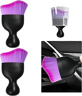 Ziciner 2 PCS Car Detailing Brush, Curved Soft Bristles Auto Removal Dust Collectors, Universal Vehicle Dashboard, Air Conditioner Vents etc Interior Cleaning Tool Accessories (Double Purple)