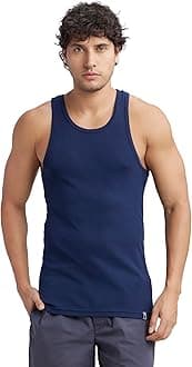 9922 Men's Super Combed Cotton Rib Slim Fit Racer Back Styling Round Neck Gym Vest