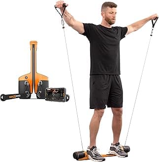 MAXPRO: Portable Smart Cable Gym | As Seen on Shark Tank | All-in-One Machine with Bluetooth and Free APP | Exercise Anywhere - Outdoors, Camping, Travel | 5-300lbs Resistance | Sport Orange