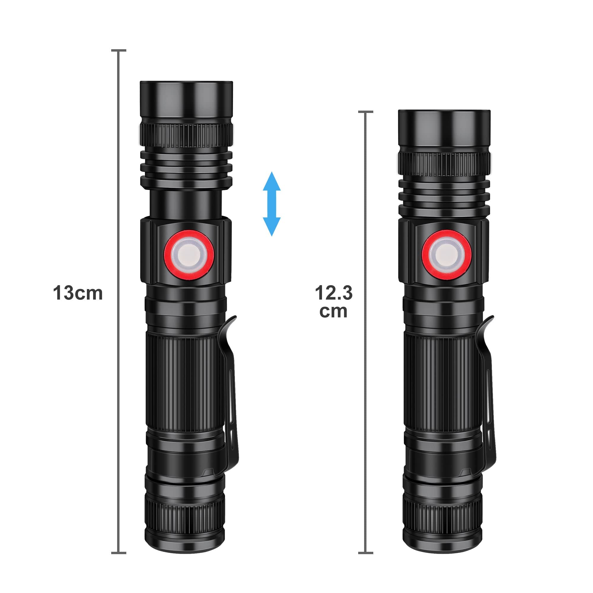 DARKBEAM LED Flashlights Rechargeable USB 2000 High Lumens, Small and Bright Pocket Flashlight, Zoomable Water Resistant Handheld Flash Light for Camping, Outdoor, Emergency with Battery, 2 Pack