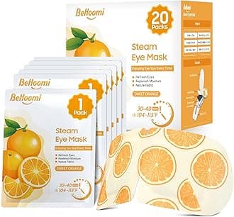 20 Packs Steam Eye Mask, Heated Eye Mask Warm Compress for Eyes, Disposable Self Heating Steam Mask Sleep, Spa, Travel Essentials & Relaxation Gifts for Women, Stocking Stuffers (Sweet Orange)