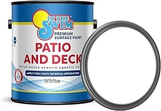 Patio and Deck Paint - White - Water Based Acrylic Coating - For Sprayed, Patterned, or Bare Concrete Surfaces - 1 Gallon