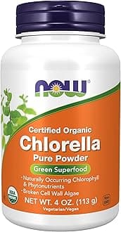 NOW Supplements, Organic Chlorella Powder with naturally occurring Chlorophyll, Beta-Carotene, mixed Carotenoids, Vitamin C, Iron and Protein, 4-Ounce