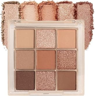 9 Colors Colorful Eyeshadow Palette Makeup,Rose Gold Brown Nude Matte Shimmer Neutral Eye Shadow Powder Palette,Naturing-Looking Long Lasting Waterproof