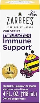 Zarbee's Elderberry Syrup for Kids, Daily Immune Support with Vitamin C & Zinc, Childrens Liquid Supplement, Natural Berry Flavor, 4 fl oz