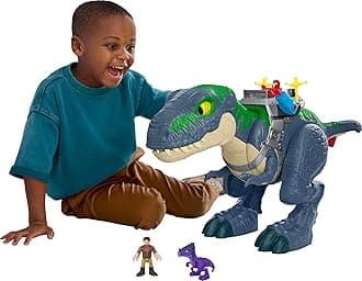 Imaginext Jurassic World Rebirth Dinosaur Playset, Ultimate Action Chomp T. rex 18-inch Dino Toy with Lights, Sounds, Motion & 2 3-inch Action Figures