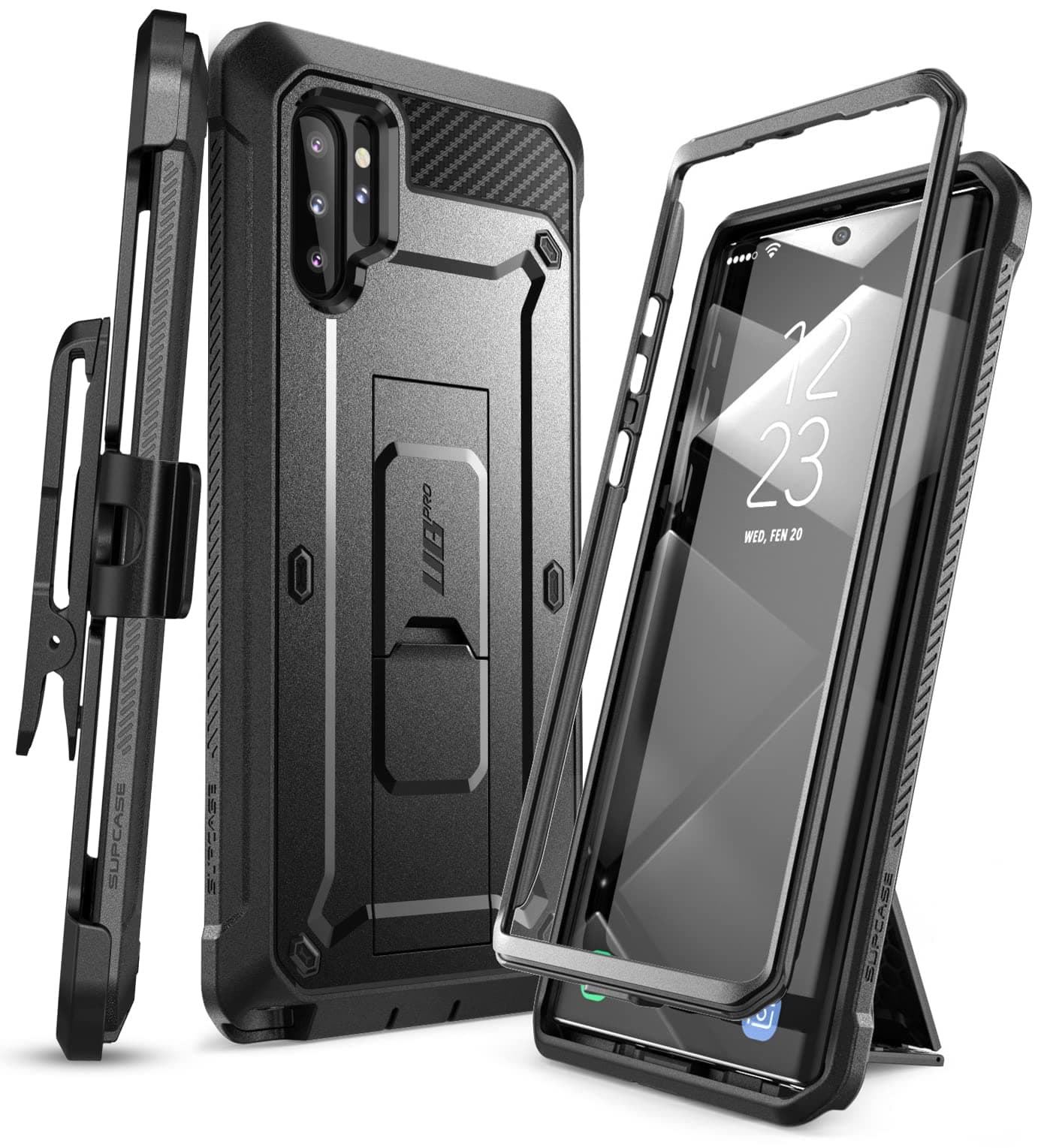 SUPCASE for Samsung Galaxy Note 10 Case with Stand (Unicorn Beetle Pro), [Built-in Belt Clip] Full-Body Rugged Kickstand Phone Case without Built-In Screen Protector for Galaxy Note 10 2019, Black