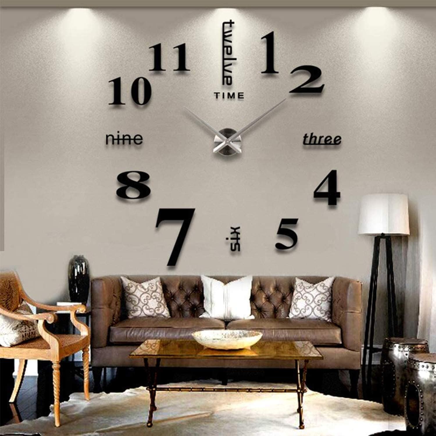 DIY Wall Clock, 3D Mirror Stickers Large Wall Clock Frameless Modern Design Large Watch Silent Home/Office/School Number Clock Decorations Gift