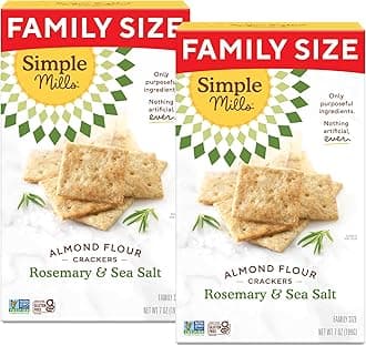 Simple Mills Almond Flour Crackers, Family Size, Rosemary & Sea Salt - Gluten Free, Vegan, Healthy Snacks, 7 Ounce (Pack of 2)