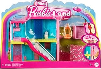 Barbie Mini BarbieLand Doll House Sets, Mini Dreamhouse with Surprise 1.5-inch Barbie Doll, Furniture & Accessories, Plus Elevator & Pool, 4Y+, HYF46