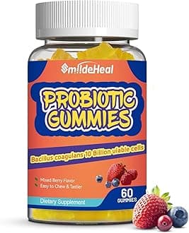 Probiotic Gummies for Digestive Health - 10 Billion CFU Bacillus Coagulans - Vegan & Non-GMO - Immune & Digestive Support for Men & Women - Strawberry & Mixed Berry Flavor, 60 Count