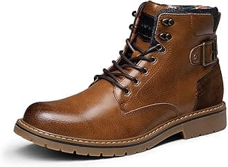 Men's Work & Motorcycle Boots, Classic Riding Hiking Walking Short Ankle Lace Up Shoes for Boy