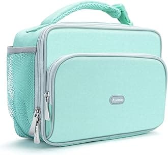 Amersun Kids Lunch Box, Insulated School Lunch Bag with Padded Liner Keep Food Warm Cold for Long Time,Water-resistant Thermal Travel Office Lunch Cooler for Girls Boy-2 Pocket,Light Blue
