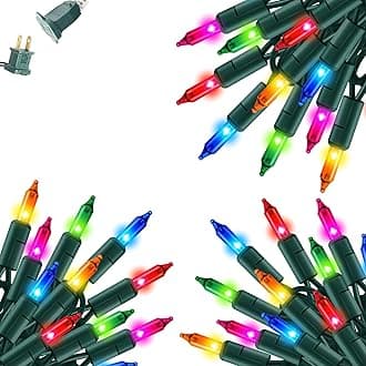 Dazzle Bright Christmas Lights, 60FT 300 Count Incandescent Waterproof Mini String Lights Plug in, Connectable Christmas Decorations for Outdoor Home Party Garden Yard, Multi-Colored